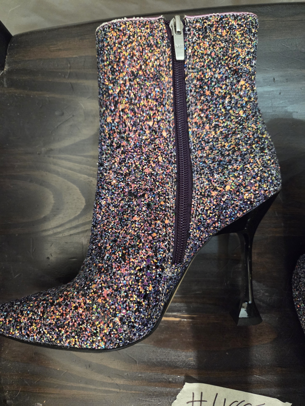 Marc Fisher Multicolor Glitter Ankle Boot with Side Zip